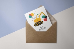 Kids Car Excavator | Happy Birthday Card | EPS SVG PNG JPG Product Image 2