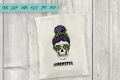 Halloween svg, Mom life svg, Momster svg, Mom Messy Bun svg Product Image 2