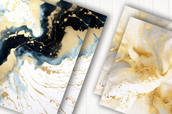 Blue Gold Marble Digital Paper Product Image 2