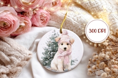 Christmas Dog Round Ornament, Winter Dog Ornament PNG Product Image 2
