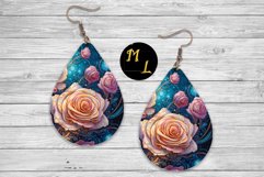Cosmic Roses Earrings design,Flowers Earrings sublimation Product Image 1