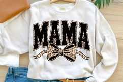 Bold Varsity Mama PNG with Leopard Bow Product Image 1