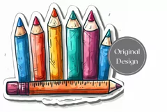 Watercolor School Tumbler Wrap, Colored Pencils Tumbler PNG Product Image 2