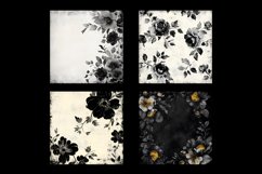 Shabby Chic Black Floral Digital Paper Product Image 2