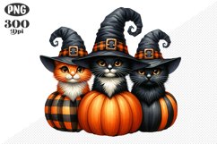Halloween Cat And Pumpkin Sublimation - Clipart PNG Design Product Image 1