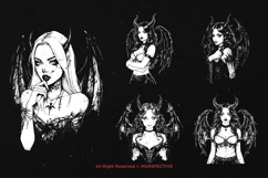 10 Bundle Dark Art Lady Demon Women Devil Horn Satanic Wing Product Image 3