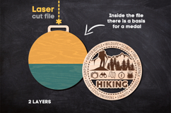 Hiking Medal SVG laser cut files for Glowforge Product Image 2