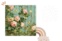 Pink Roses Pillow Sublimation, Butterfly Pillow Case Design Product Image 2