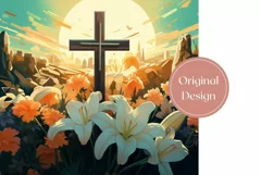 Easter Tumbler Sublimation, Floral Cross Tumbler Wrap PNG Product Image 2