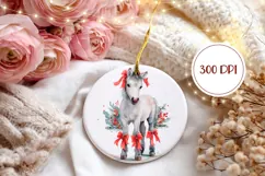 Watercolor Christmas Horse Ornament, Christmas Ornament PNG Product Image 2