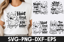 Cute Owl Quotes SVG | Funny Owl T-Shirt Design SVG Product Image 1
