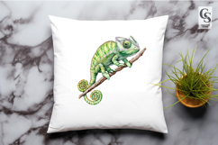 Cute Chameleon Watercolor Clipart Sublimation PNG Product Image 2