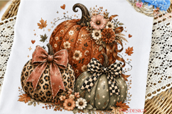 Fall Pumpkin PNG, Leopard Pumpkin Bow PNG, Coquette Autumn Product Image 2