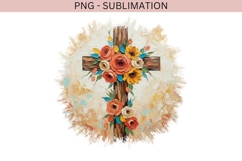 Floral Cross PNG | Rustic Brushstroke Christian Cross Product Image 2