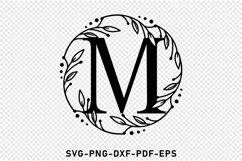 Round Floral wreath monogram alphabet letters, Keychain SVG Product Image 2