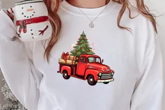 Red Christmas Truck Sublimation Clipart, Christmas PNG Product Image 2