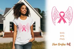Cancer ribbon svg, Angel svg, Peace love cure svg Product Image 1