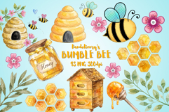 Watercolor Bumble Bee Clipart Product Image 1