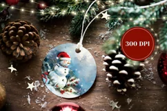 Watercolor Christmas Snowman Ornament, Christmas Ornament Product Image 2
