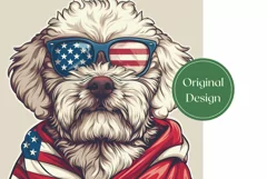 Patriotic Dog Tumbler Template, American Flag Tumbler Design Product Image 2