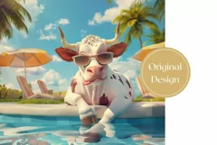 Funny Cow Tumbler Sublimation Design, Cow in Sunglasses PNG Product Image 2