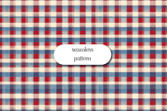 Red Blue Plaid Seamless Pattern Classic Check Fabric Product Image 1