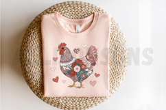 Floral Chicken Valentine Sublimation PNG Product Image 2