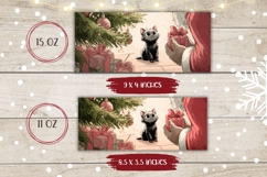 Cartoon Christmas Cat Mug Wrap, Christmas Tree Mug Wrap Product Image 2