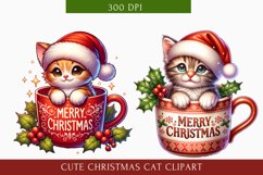 Cute Christmas Cat clipart, Cat Sublimation Product Image 1