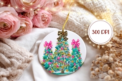 Rustic Christmas Ornament, Winter Round Ornament Template Product Image 2