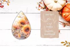 Watercolor Sunflower Earrings Design, Flowers Earrings Product Image 2