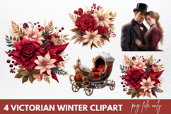 Victorian Winter Clipart Sublimation PNG, Victorian Clipart Product Image 1