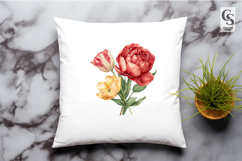 Red and Yellow Peony Tulip Clipart Sublimation PNG Product Image 3