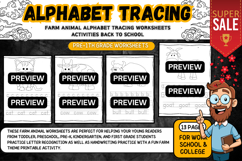 Farm Animal Alphabet Tracing Worksheets Printable Product Image 2