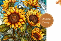 Stained Glass Sunflowers Tumbler Wrap, Sunflowers PNG Product Image 2