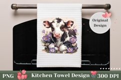 Cow Kitchen Towel Sublimation, Crocus Towel Template Product Image 1