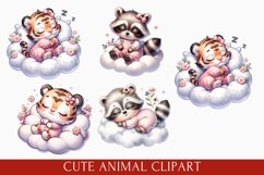 Sleeping Baby Animals Clipart, cute baby animals bundle Product Image 4