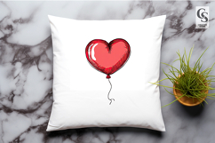 Hand Drawn Red Heart Balloon Clipart Sublimation PNG Product Image 2