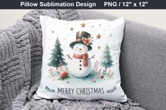 Merry Christmas - Christmas Snowman pillow Sublimation PNG Product Image 3