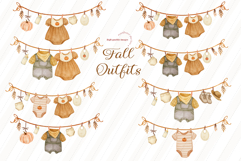 Fall Outfits Clothesline Clipart, Rustic Boho Floral Product Image 2