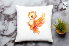 Cute Fire Phoenix Watercolor Clipart Sublimation PNG Product Image 2