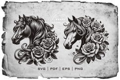 Elegant Horse Head with Roses Vector Product Image 2