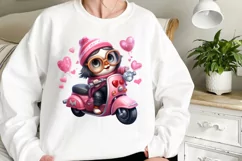 Adorable Animals In Pink Scooter clipart, Watercolor Clipart Product Image 2