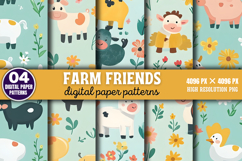 Farm Friends Digital Paper Background PNG Product Image 1