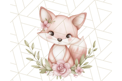 Pastel Pink Easter Bunny Egg and Flowers Clipart PNG Product Image 2