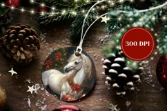 Christmas Round Ornament, Christmas Horse Ornament Design Product Image 2