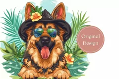 Summer Dog Tumbler Wrap, German Shepherd Dog Tumbler PNG Product Image 2