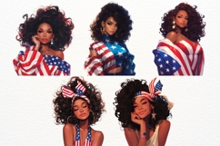 4th of July Black Girl Clipart 10 PNG Patriotic USA Woman Product Image 2
