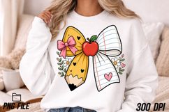 Teacher Pencil Coquette Bow PNG Positive Sublimation Product Image 3