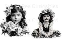 Girls, Black and White, Ephemera, PNG, Clipart Product Image 2